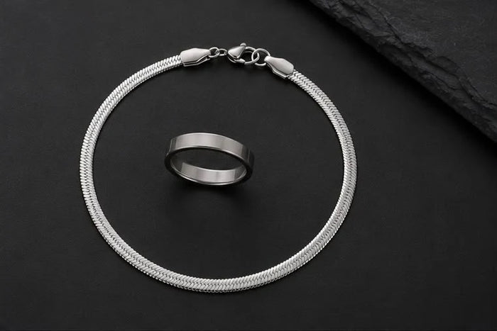 SNAKE BRACLRT + STEEL RING